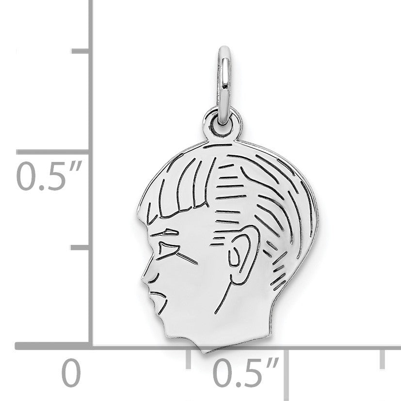 SSilver Rh-plt Engravable Boy Polished Front/Satin Back Disc Charm
