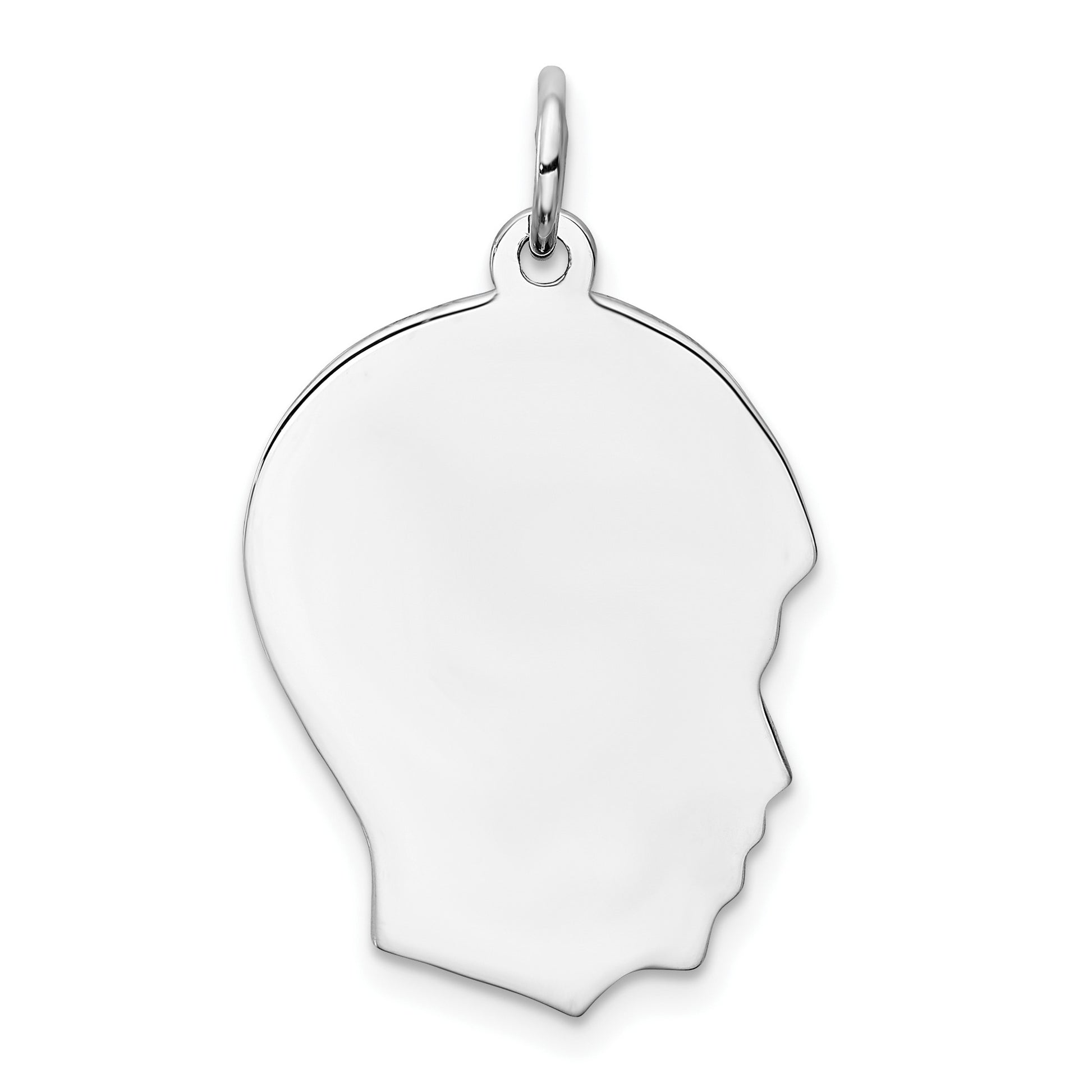 Sterling Silver Rhod-plate Eng. Boy Disc Charm Polish on Front/Back