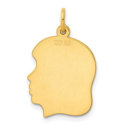 Sterling Silver GP Engravable Girl Polished Disc Charm