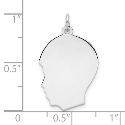Sterling Silver Rhod-plate Eng. Boy Polished Front/Satin Back Disc Charm