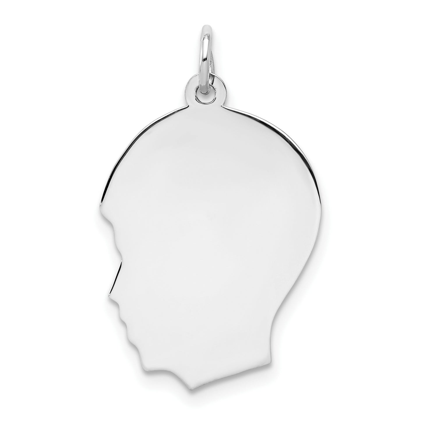 Sterling Silver Rhod-plate Eng. Boy Polished Front/Satin Back Disc Charm