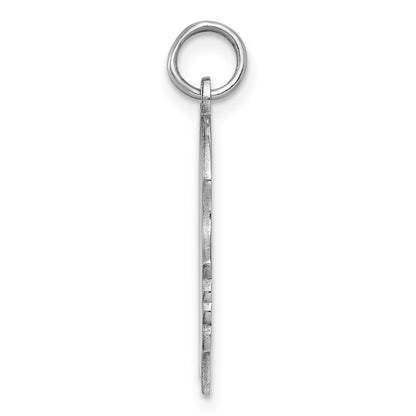 Sterling Silver Rhod-plate Eng. Girl Polished Front/Satin Back Disc Charm