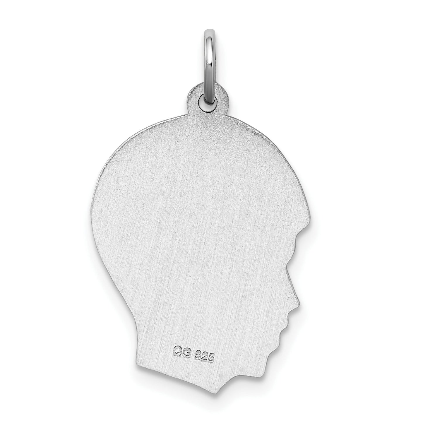 SSilver Rh-plt Engravable Boy Polished Front/Satin Back Disc Charm