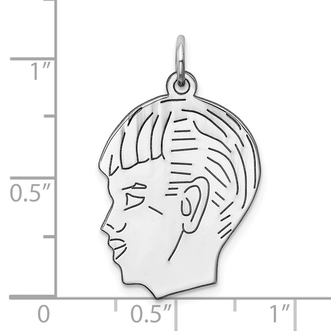 SSilver Rh-plt Engravable Boy Polished Front/Satin Back Disc Charm