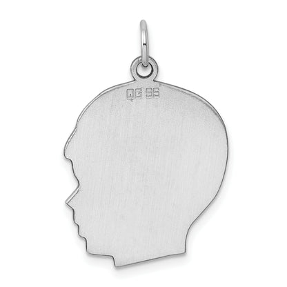 SSilver Rh-plt Engravable Boy Polished Front/Satin Back Disc Charm