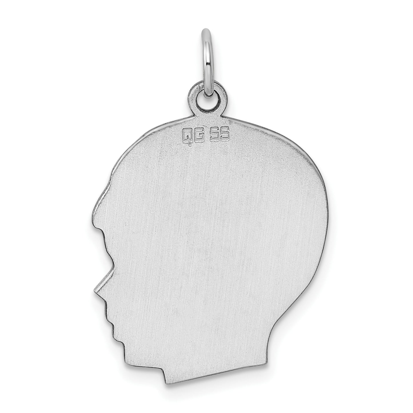 SSilver Rh-plt Engravable Boy Polished Front/Satin Back Disc Charm