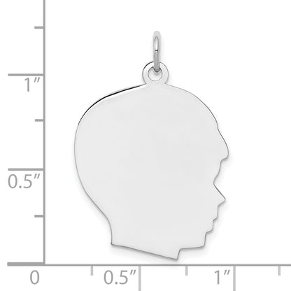 SSilver Rh-plt Engravable Boy Polished Front/Satin Back Disc Charm