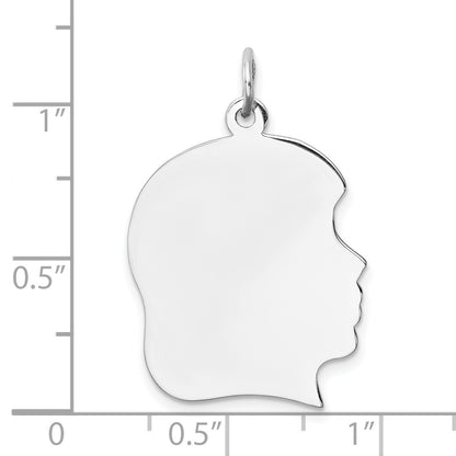 SSilver Rh-plt Engravable Girl Polished Front/Satin Back Disc Charm