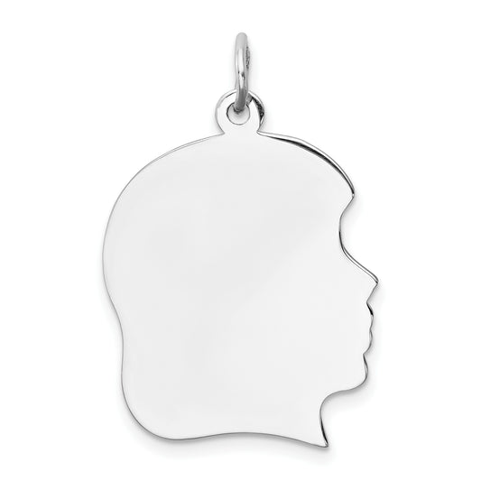 Sterling Silver Rh-plt Engravable Girl Disc Charm Polish on Front/Back