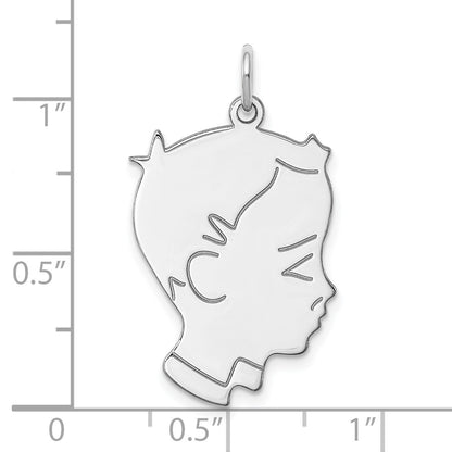 SSilver Rh-plt Engravable Boy Polished Front/Satin Back Disc Charm