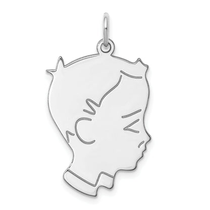 SSilver Rh-plt Engravable Boy Polished Front/Satin Back Disc Charm