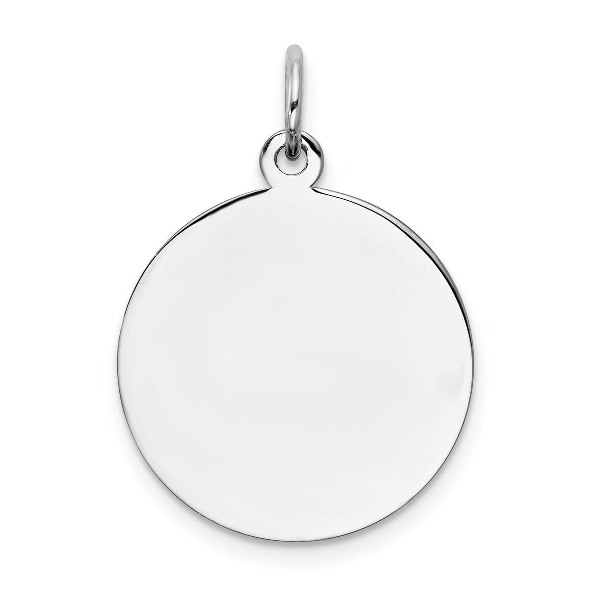 SS Rh-plt Engraveable Round Polished Front/Satin Back Disc Charm