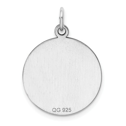 Sterling Silver Rh-plt Engraveable Round Polished Front/Back Disc Charm