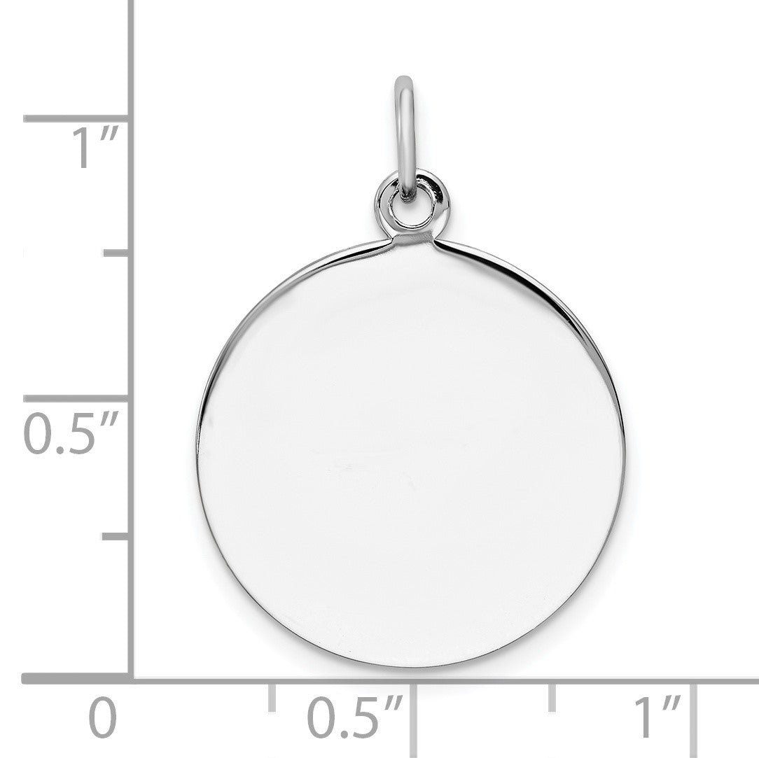 Sterling Silver Rh-plt Engraveable Round Polished Front/Back Disc Charm
