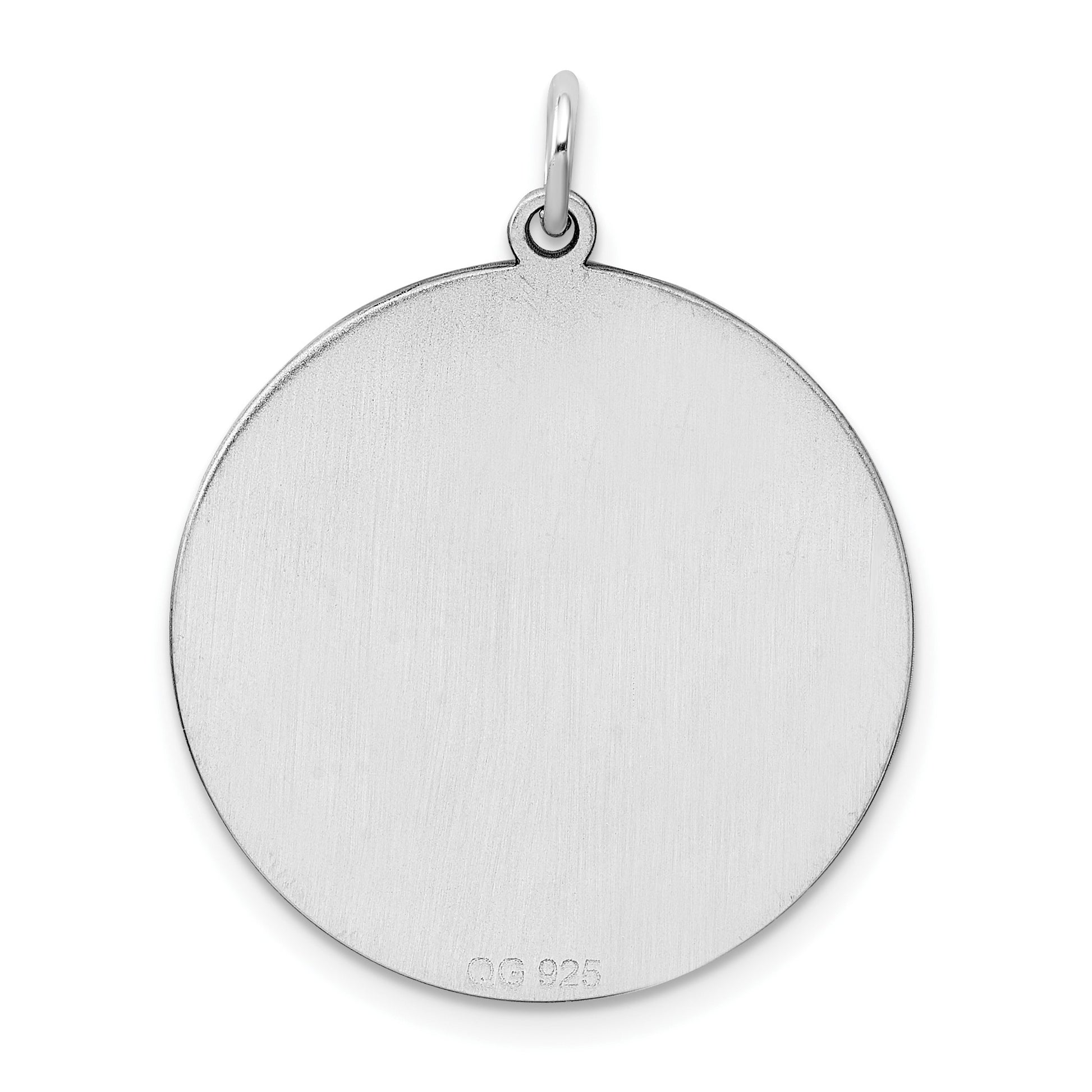 Sterling Silver Rhod-plated Eng. Rnd Polish Front/Satin Back Disc Charm