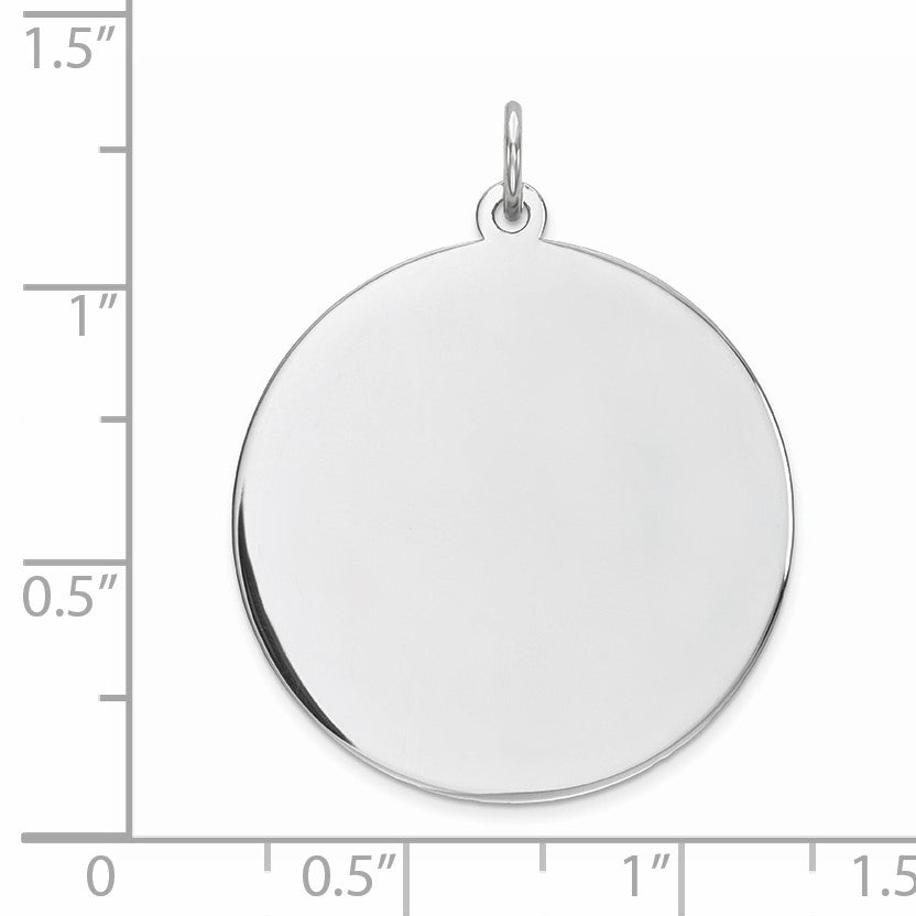 Sterling Silver Rhod-plated Eng. Rnd Polish Front/Back Disc Charm