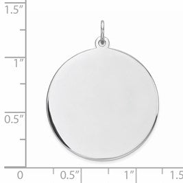 Sterling Silver Rhod-plated Eng. Rnd Polish Front/Satin Back Disc Charm