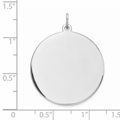 Sterling Silver Rhod-plated Eng. Rnd Polish Front/Back Disc Charm