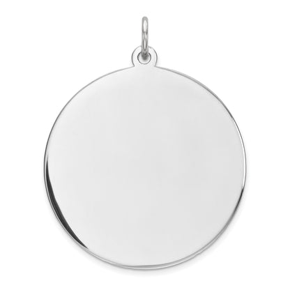 Sterling Silver Rhod-plated Eng. Rnd Polish Front/Back Disc Charm