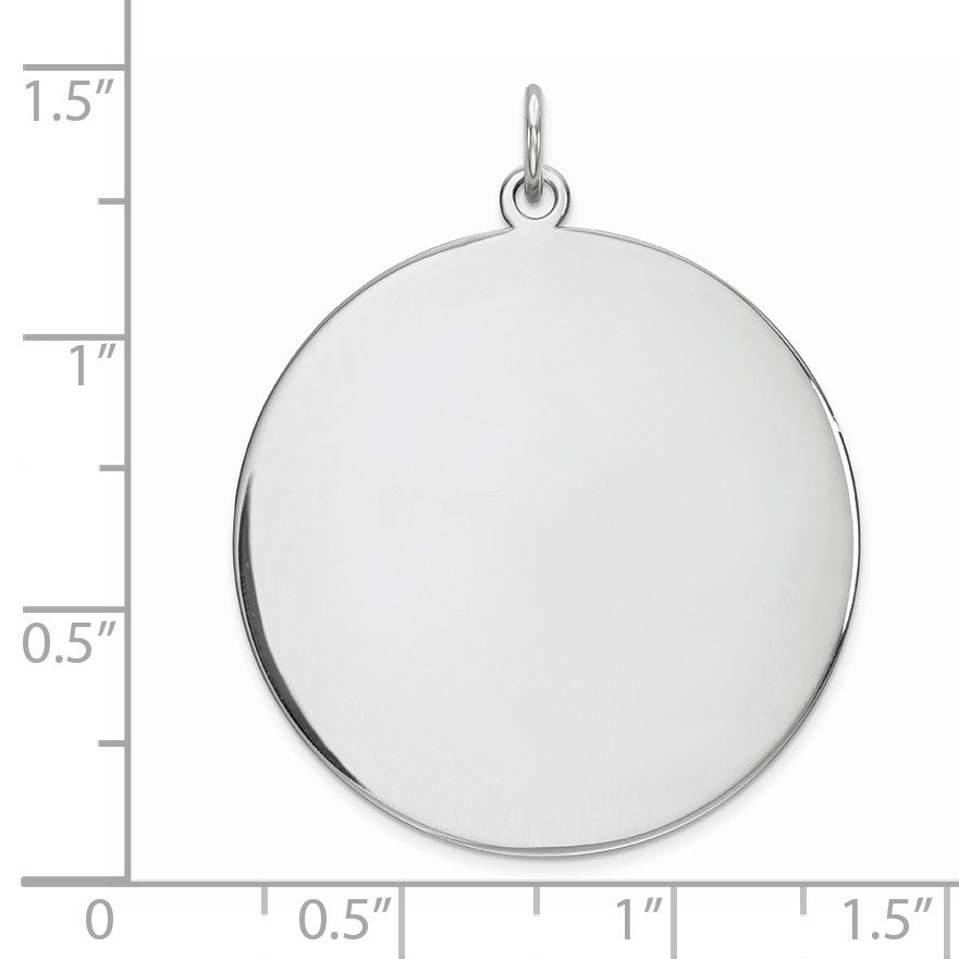 Sterling Silver Rhod-plated Eng. Rnd Polish Front/Back Disc Charm