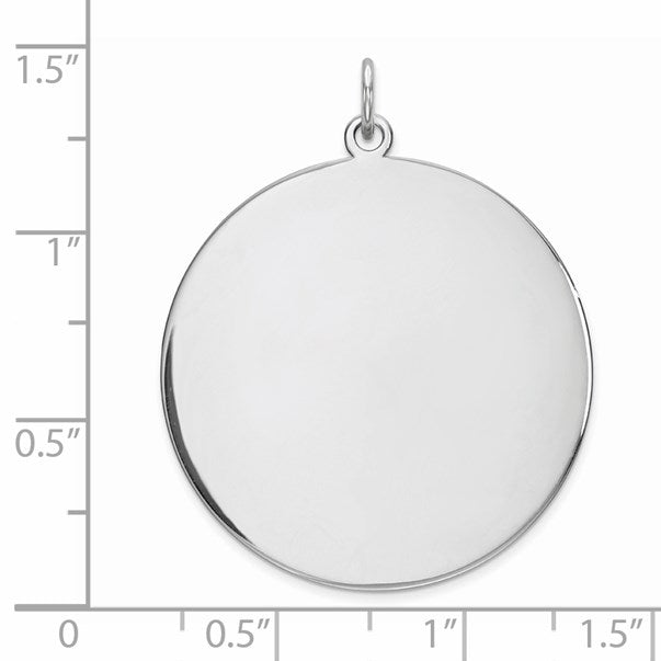 Sterling Silver Rhod-plated Eng. Rnd Polish Front/Satin Back Disc Charm