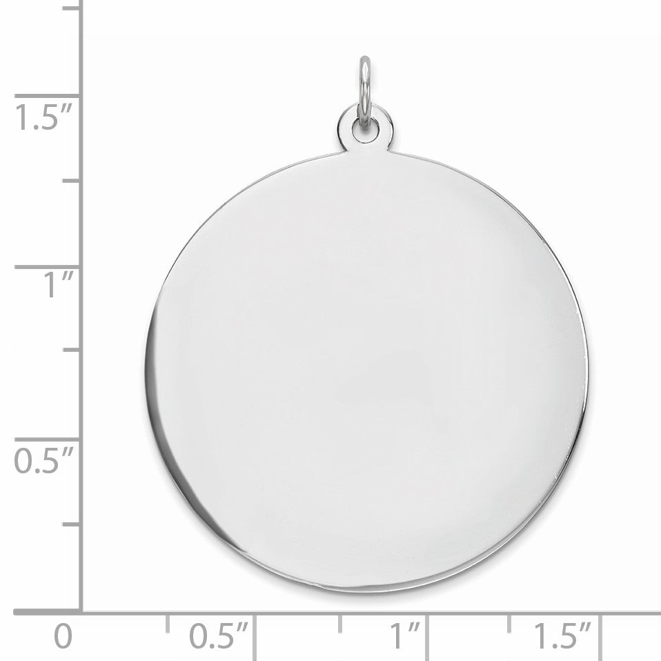 Sterling Silver Rhod-plated Eng. Rnd Polish Front/Satin Back Disc Charm