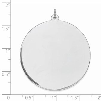 Sterling Silver Rhod-plated Eng. Rnd Polish Front/Satin Back Disc Charm