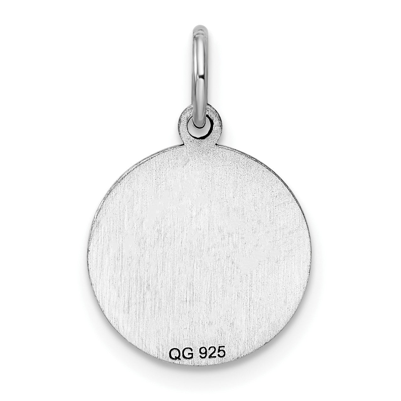 Sterling Silver Rhod-plated Eng. Rnd Polish Front/Back Disc Charm