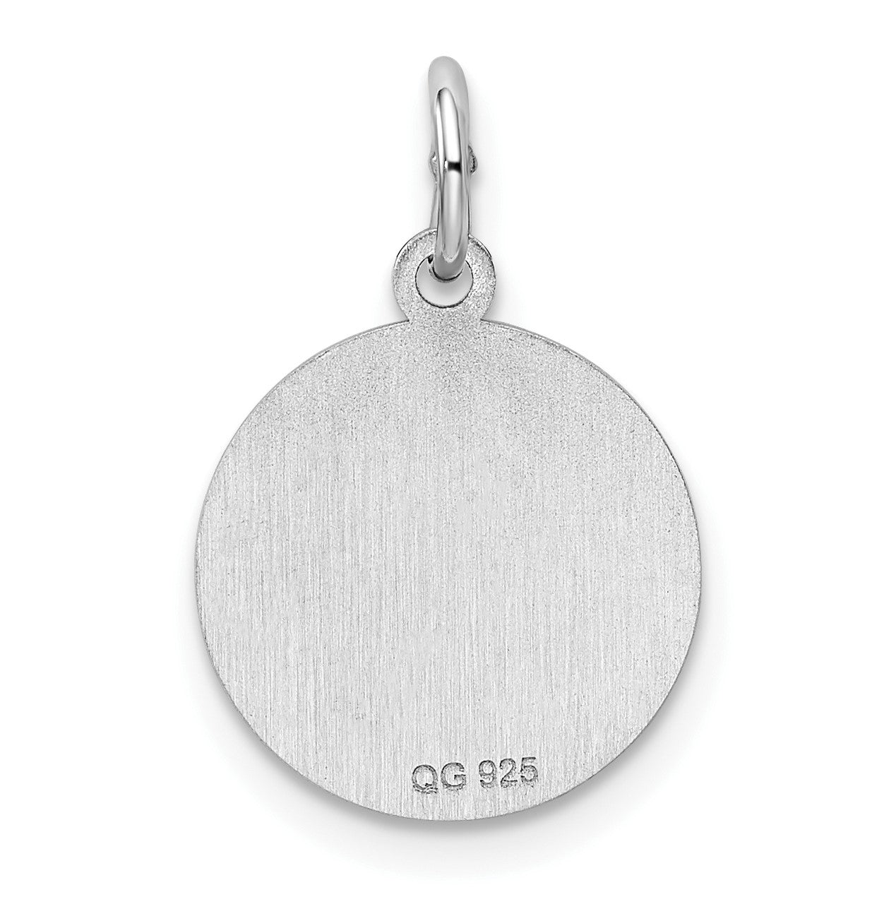 Sterling Silver Rhod-plated Eng. Rnd Polish Front/Satin Back Disc Charm