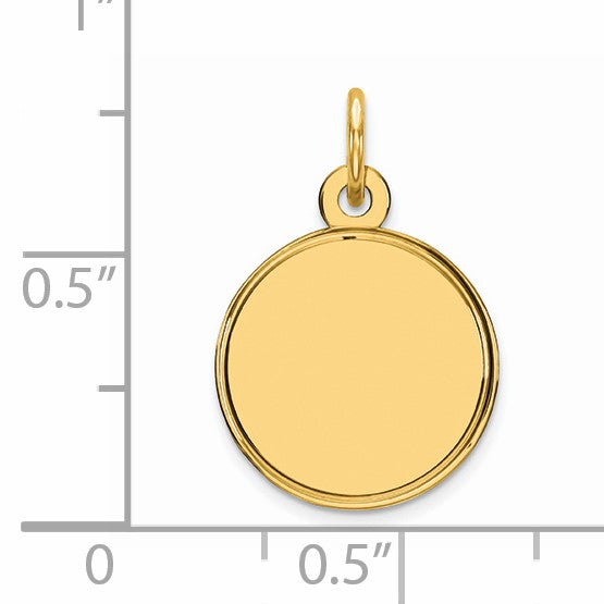Sterling Silver GP Engraveable Round Polished Disc Charm