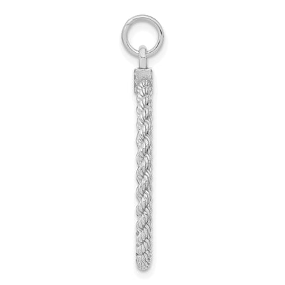 SS Rh-plt Engraveable Round with Rope Polished Front/Satin Back Disc