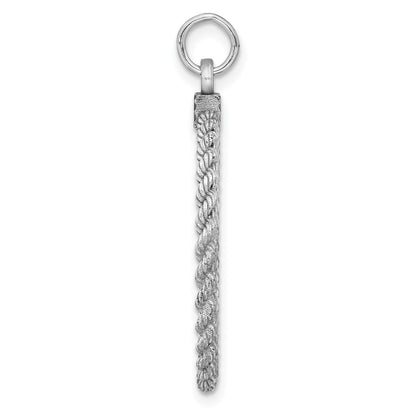 Sterl Silver Rh-plt Engraveable Round with Rope Polished Front/Back Disc
