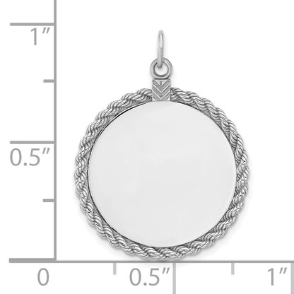 Sterl Silver Rh-plt Engraveable Round with Rope Polished Front/Back Disc