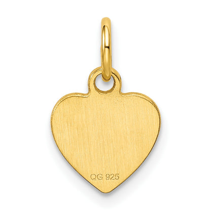Sterling Silver GP Engraveable Heart Polished Disc Charm