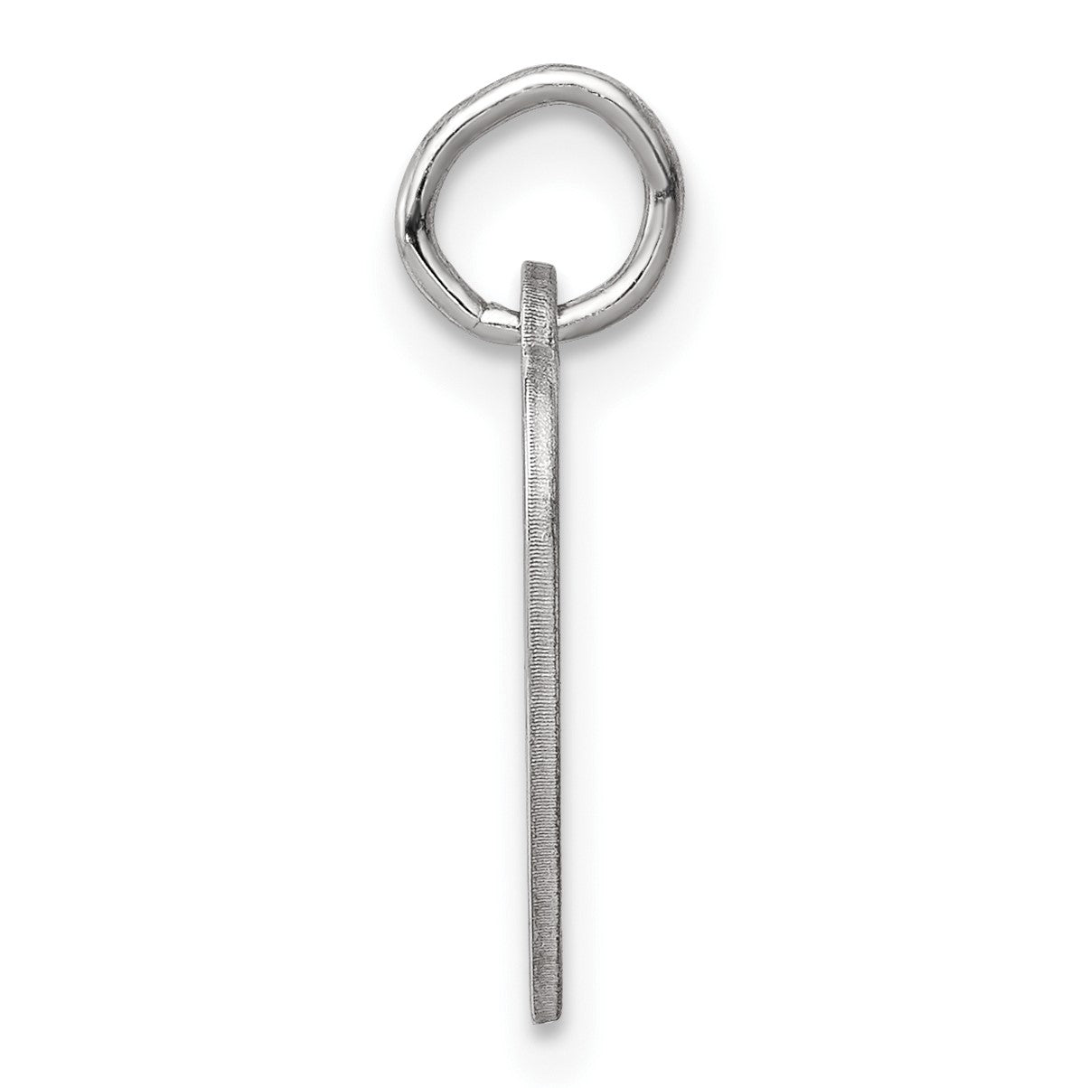 Sterling Silver Rhod-plated Eng. Heart Polish Front/Satin Back Disc Charm