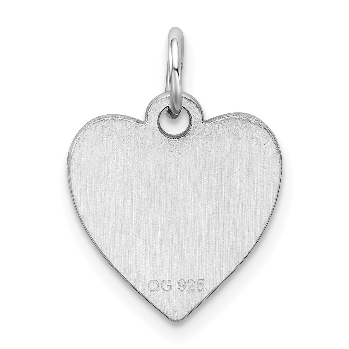 Sterling Silver Rhod-plated Eng. Heart Polish Front & Back Disc Charm