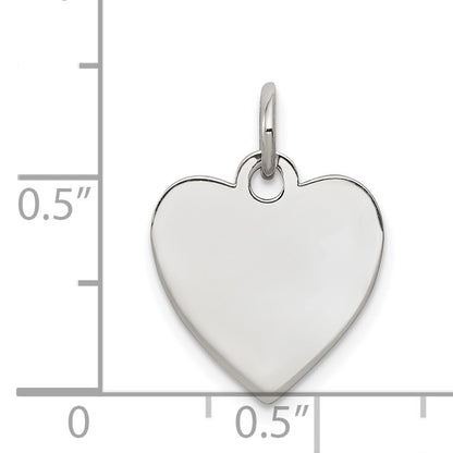 Sterling Silver Rhod-plated Eng. Heart Polish Front & Back Disc Charm