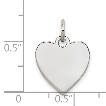 Sterling Silver Rh-plt Engraveable Heart Polished Front/Back Disc Charm