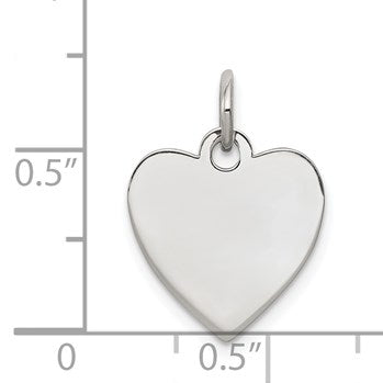 SS Rh-plt Engraveable Heart Polished Front/Satin Back Disc Charm