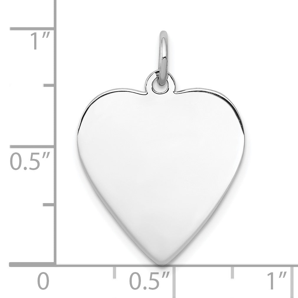 SS Rh-plt Engraveable Heart Polished Front/Satin Back Disc Charm