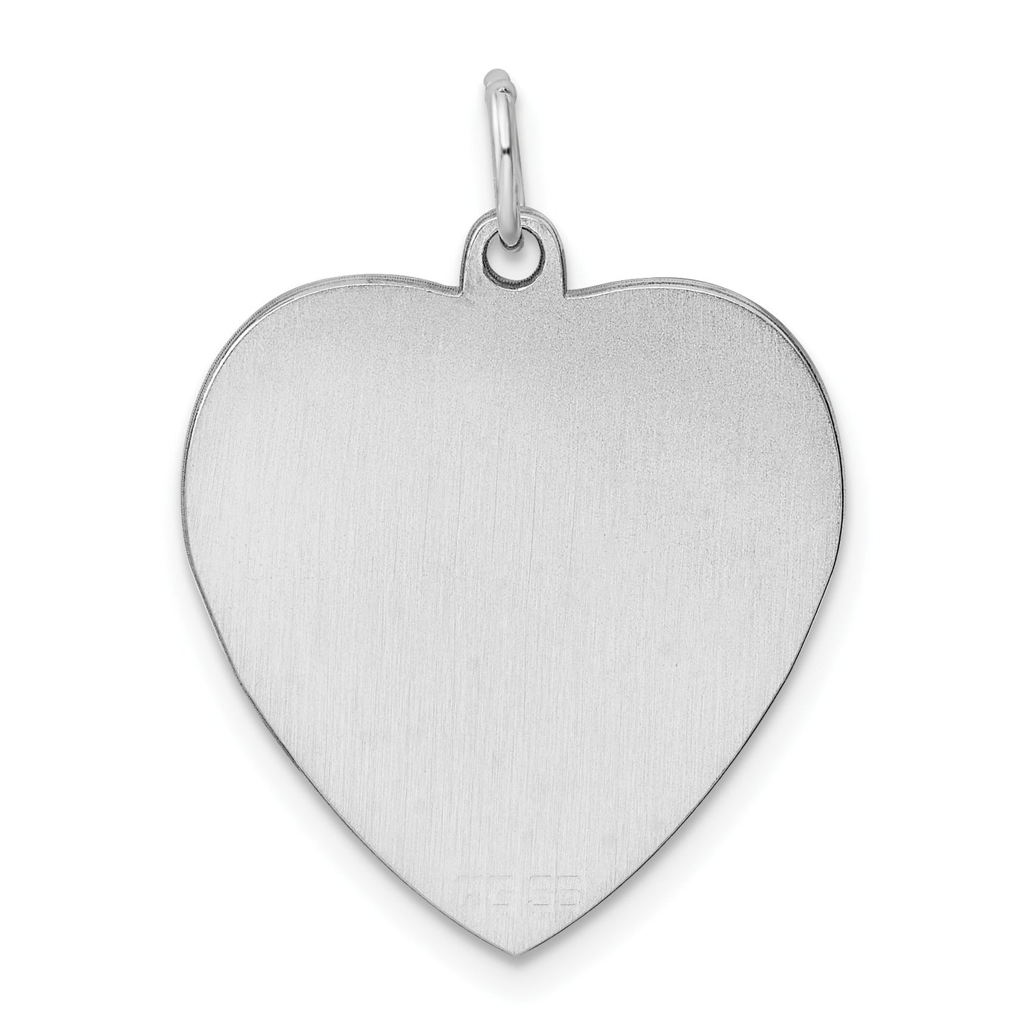 SS Rh-plt Engraveable Heart Polished Front/Satin Back Disc Charm