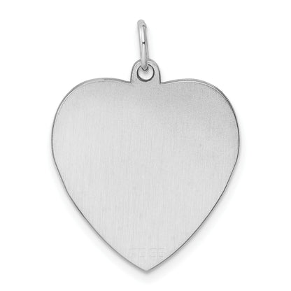 Sterling Silver Rh-plt Engraveable Heart Polished Front/Back Disc Charm