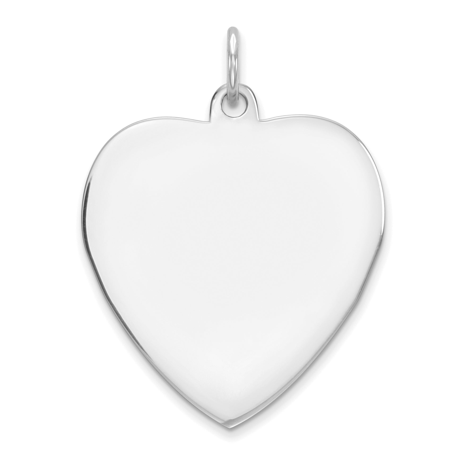 SS Rh-plt Engraveable Heart Polished Front/Satin Back Disc Charm