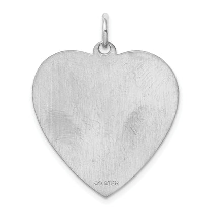 Sterling Silver Rh-plt Engraveable Heart Polished Front/Back Disc Charm