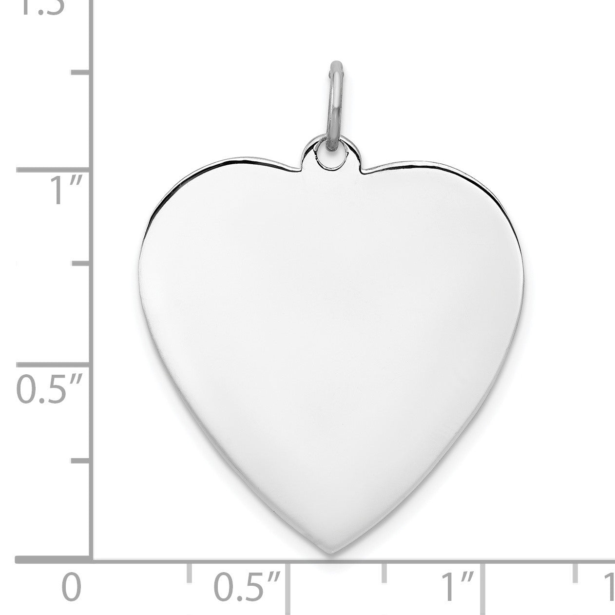 Sterling Silver Rh-plt Engraveable Heart Polished Front/Back Disc Charm