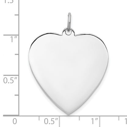 Sterling Silver Rhod-plated Eng. Heart Polish Front/Satin Back Disc Charm