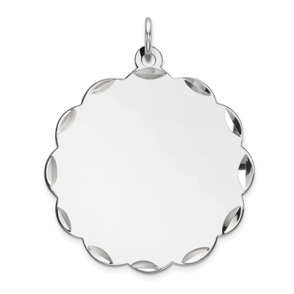 Sterling Silver Rh-plt Engraveable Polished Front/Satin Back Disc Charm