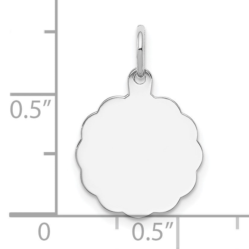 Sterling Silver Rh-plt Engraveable Polished Front/Satin Back Disc Charm