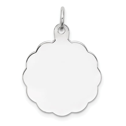 Sterling Silver Rh-plt Engraveable Polished Front/Satin Back Disc Charm