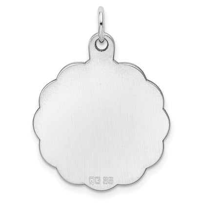 Sterling Silver Rh-plt Engraveable Polished Front/Satin Back Disc Charm